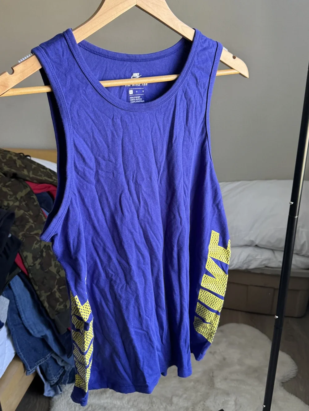 Nike Men's Blue Athletic Cut Tank Top Size Large